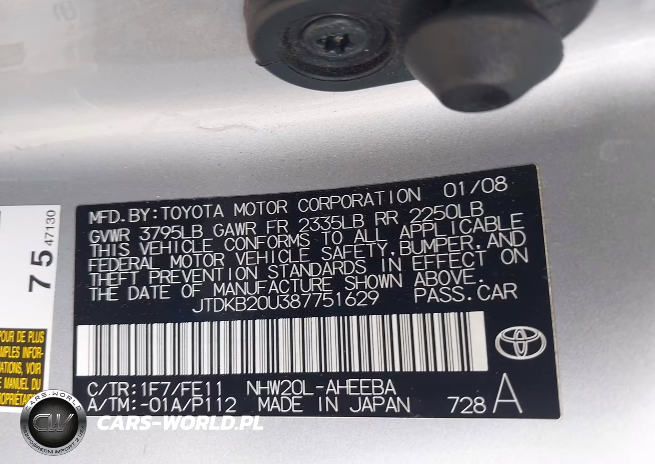 2008 Toyota Prius VIN:JTDKB20U387751629 - 9