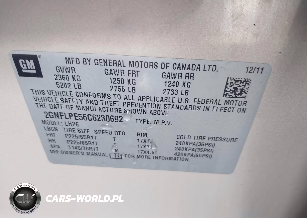 2012 Chevrolet Equinox 2Lt VIN:2GNFLPE56C6230692 - 9