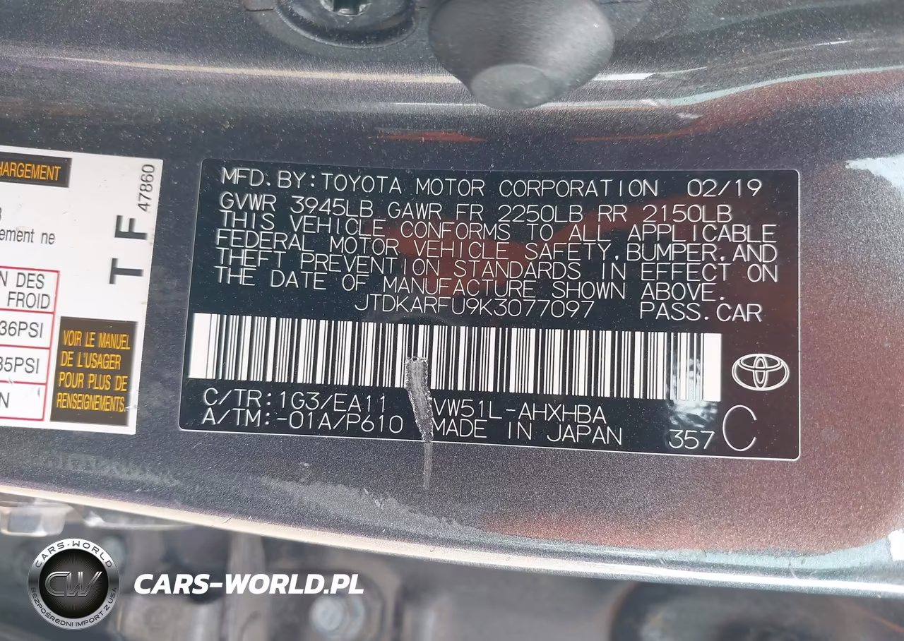 2019 Toyota Prius Limited VIN:JTDKARFU9K3077097 - 9