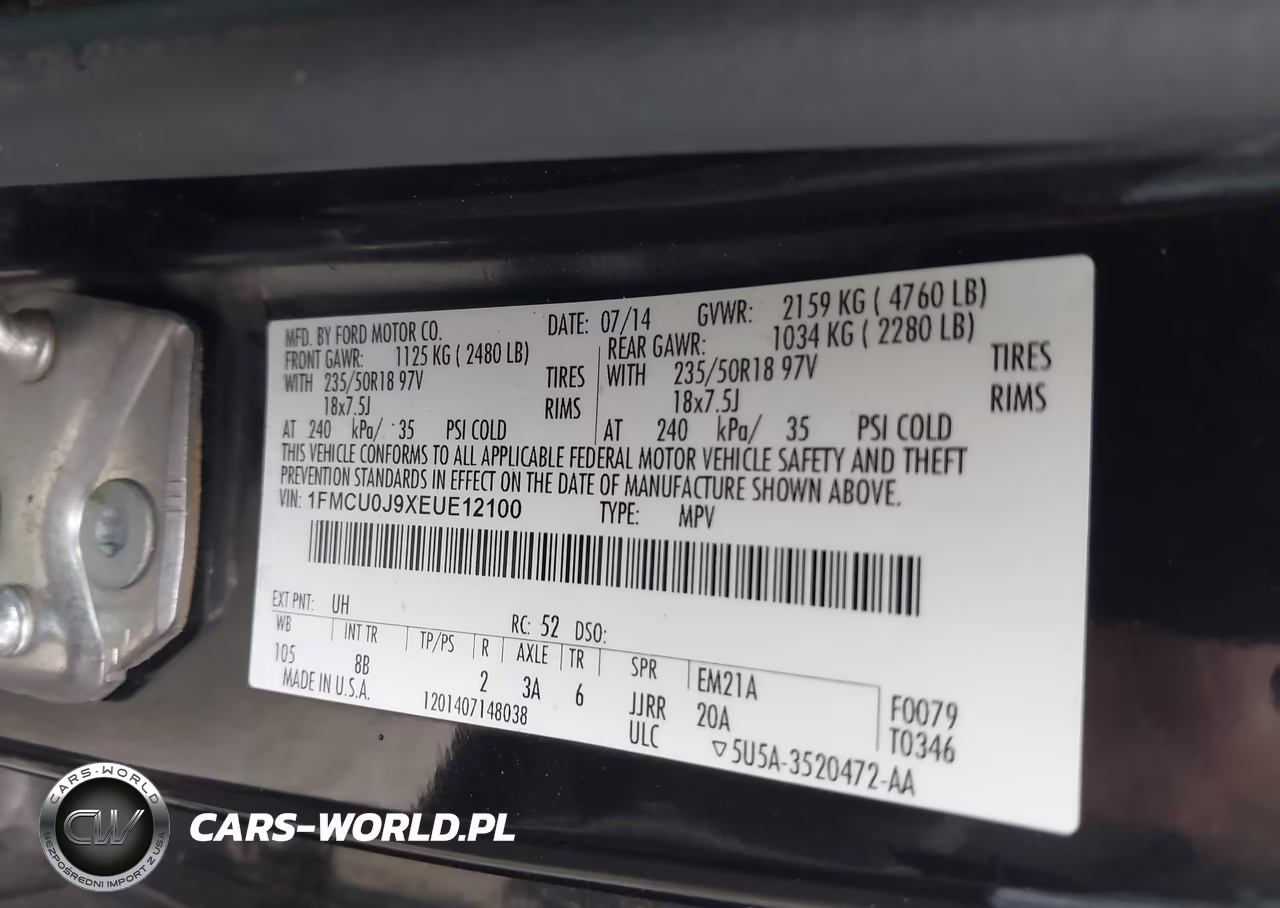 2014 Ford Escape Titanium VIN:1FMCU0J9XEUE12100 - 9