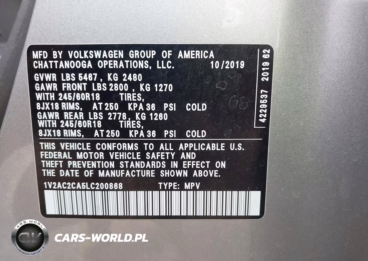 2020 Volkswagen Atlas Cross Sport 2.0T S VIN:1V2AC2CA5LC200868 - 9