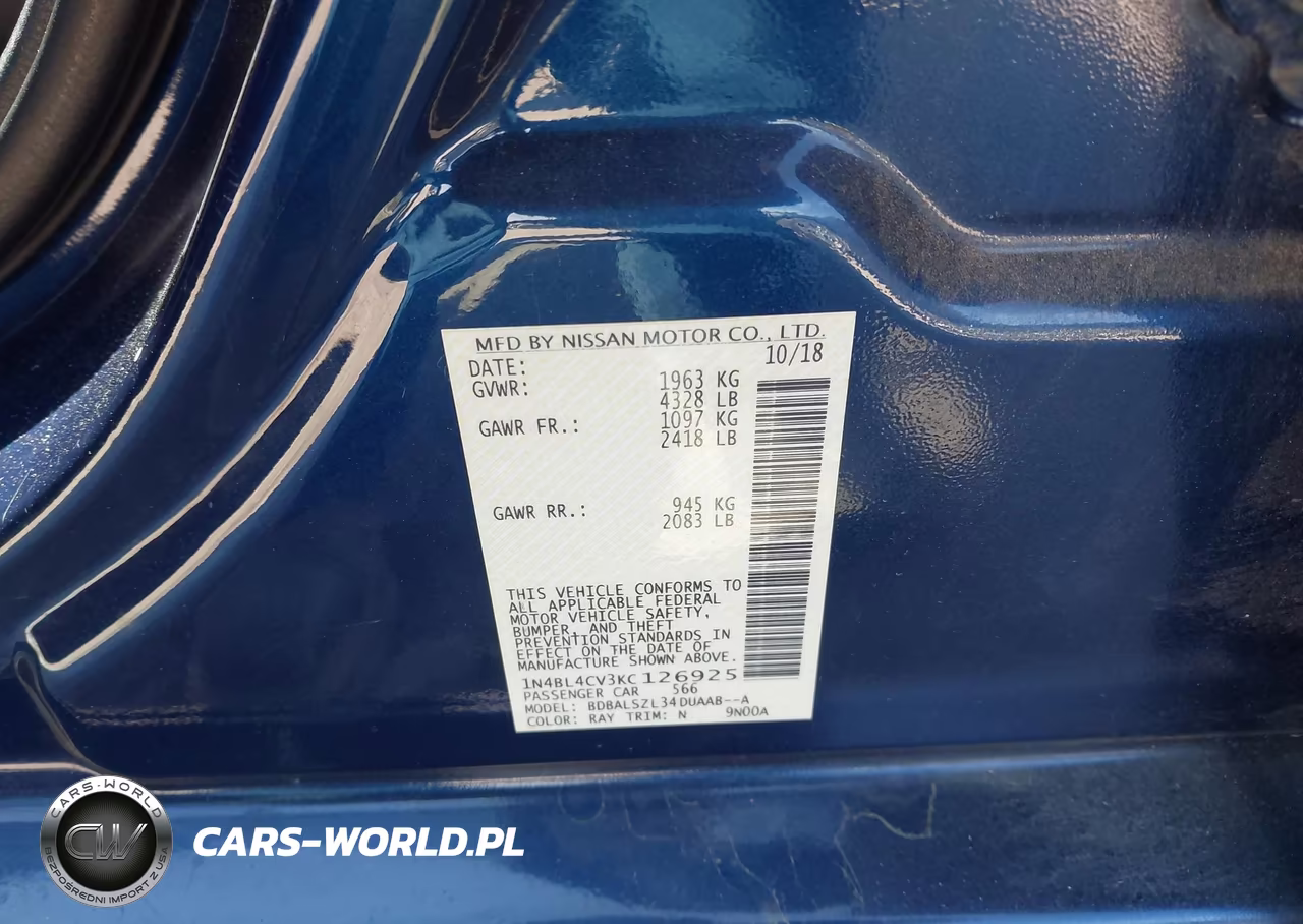 2019 Nissan Altima 2.5 Sr VIN:1N4BL4CV3KC126925 - 9