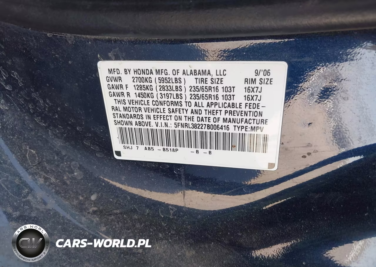 2007 Honda Odyssey Lx VIN:5FNRL38227B006416 - 9