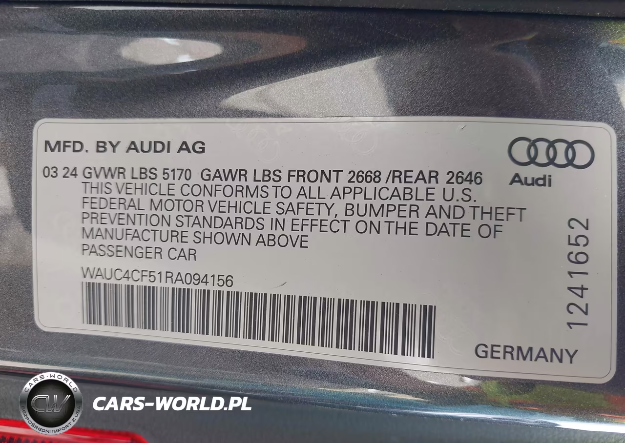 2024 Audi S5 Sportback Premium Plus Tfsi Quattro Tiptronic VIN:WAUC4CF51RA094156 - 9