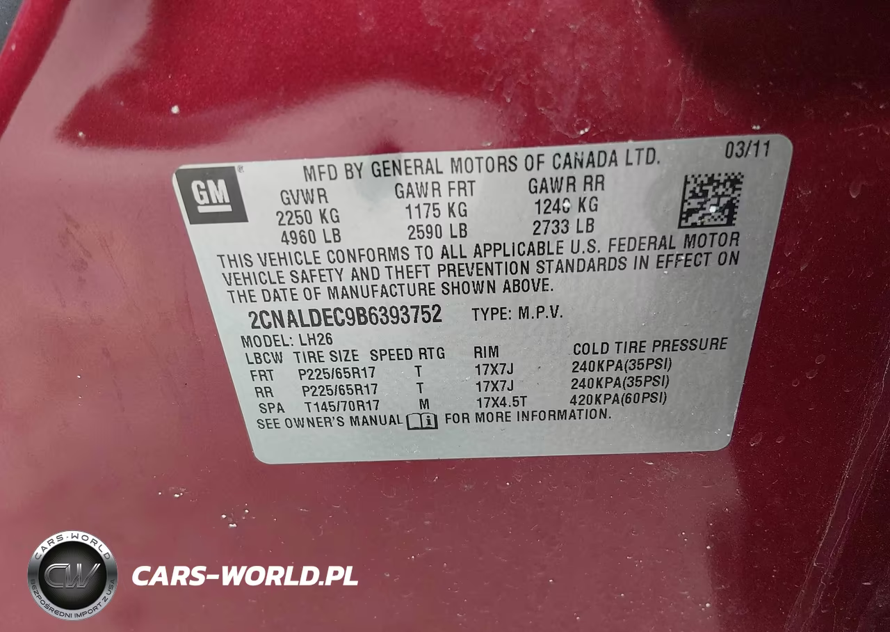 2011 Chevrolet Equinox 1Lt VIN:2CNALDEC9B6393752 - 9