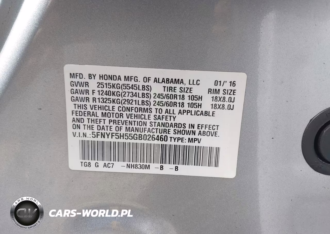 2016 Honda Pilot Ex-L VIN:5FNYF5H55GB026460 - 9