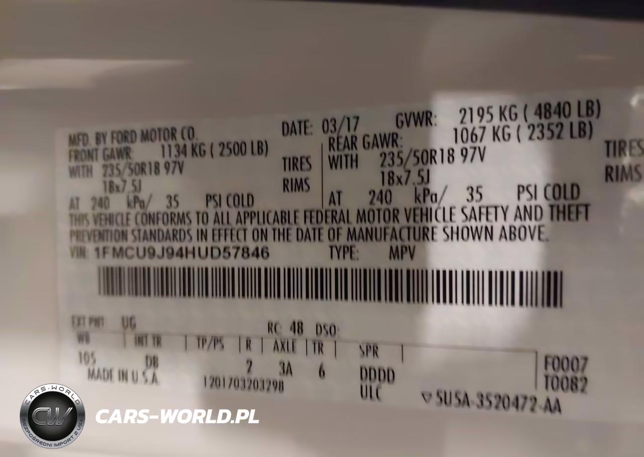 2017 Ford Escape Titanium VIN:1FMCU9J94HUD57846 - 9