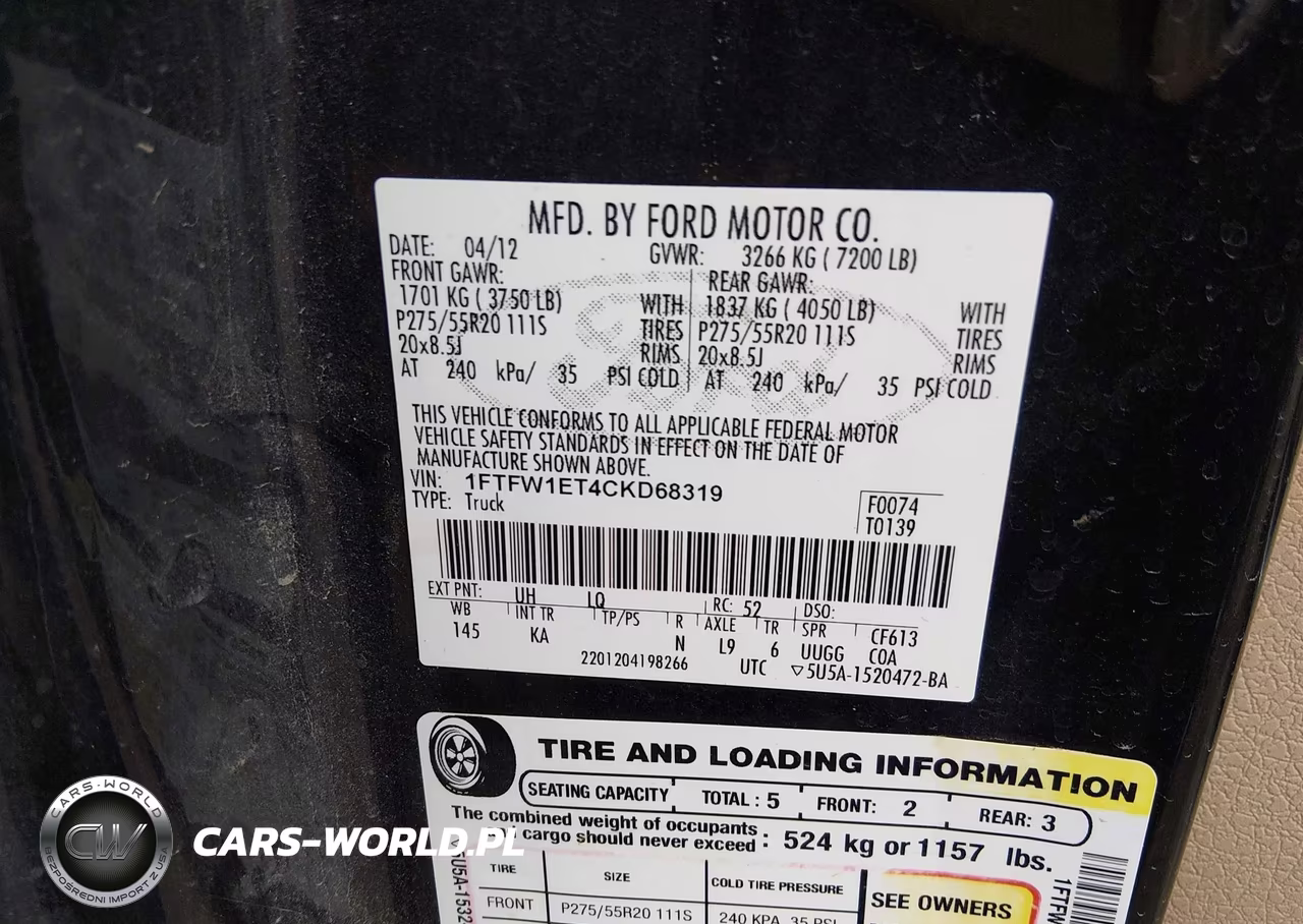 2012 Ford F-150 King Ranch VIN:1FTFW1ET4CKD68319 - 9