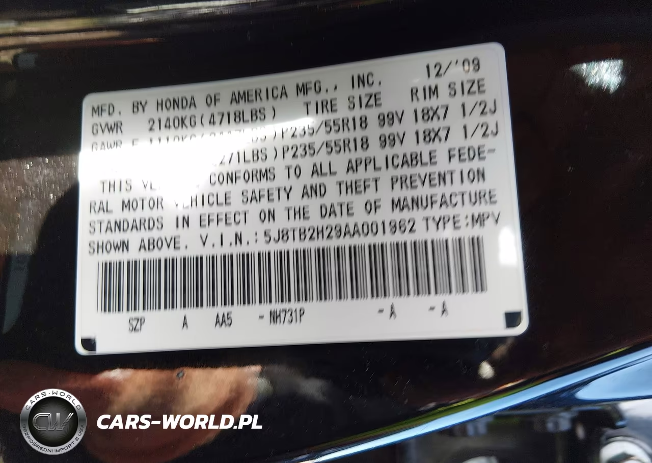 2010 Acura Rdx VIN:5J8TB2H29AA001962 - 9