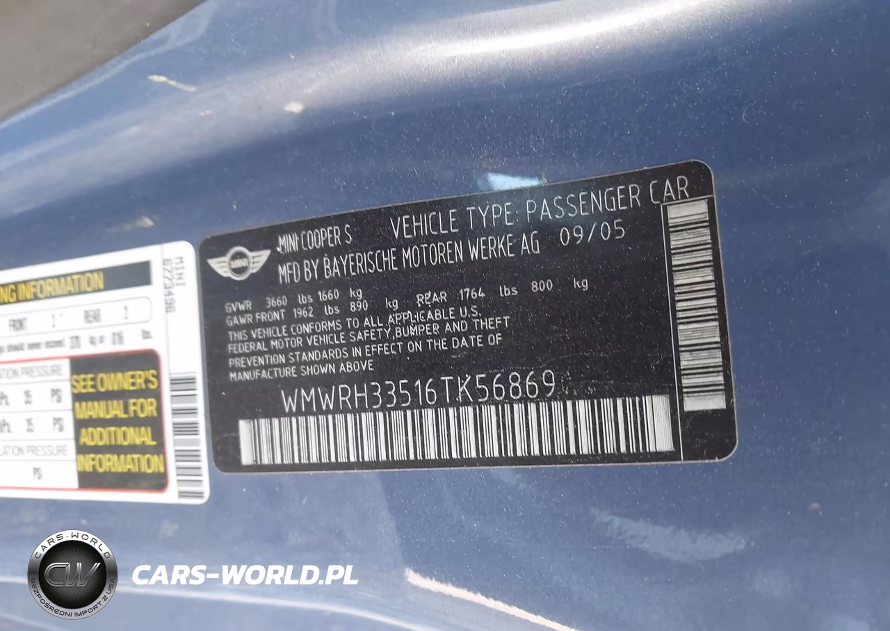 2006 Mini Cooper S VIN:WMWRH33516TK56869 - 9
