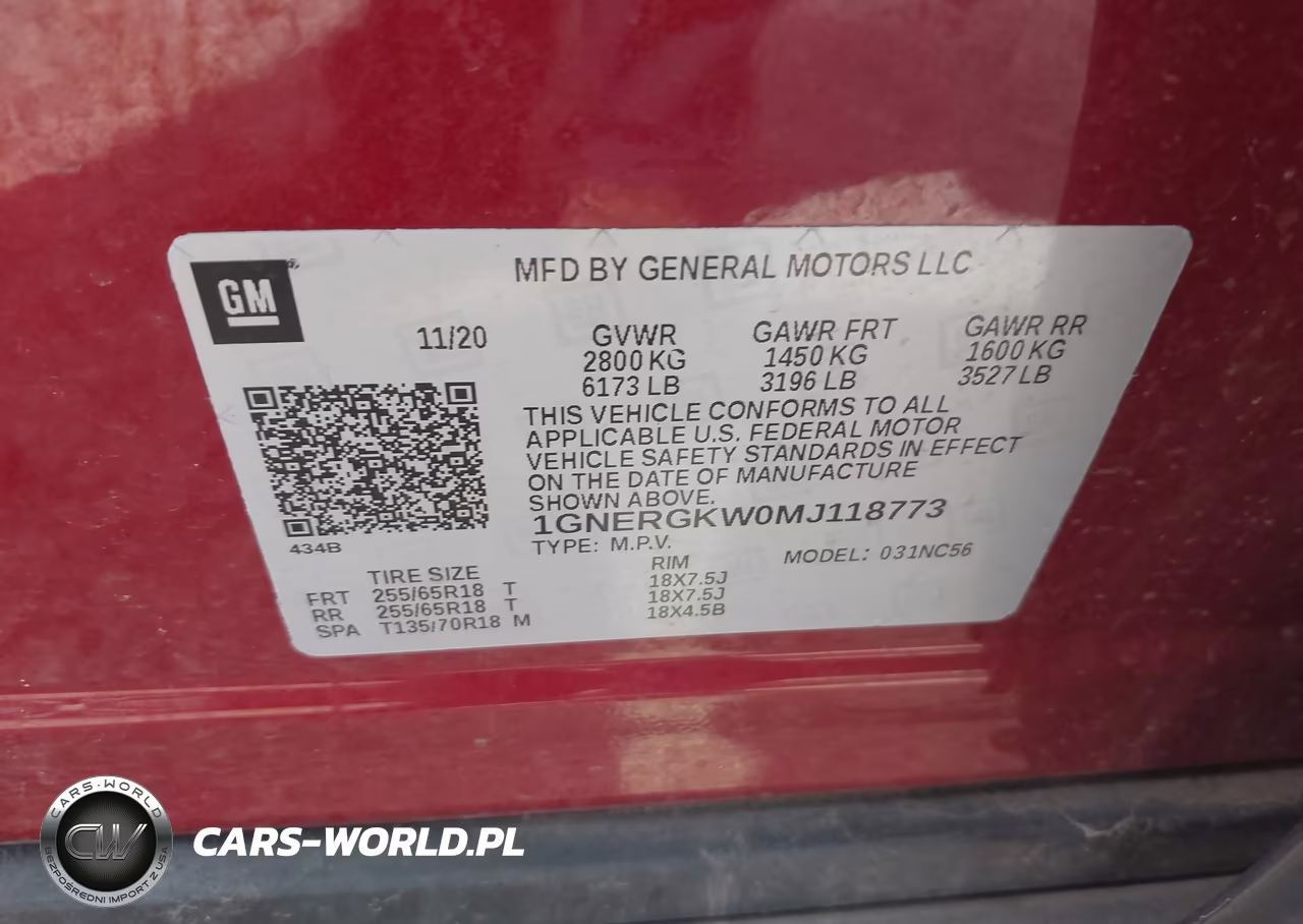 2021 Chevrolet Traverse Fwd Lt Cloth VIN:1GNERGKW0MJ118773 - 9