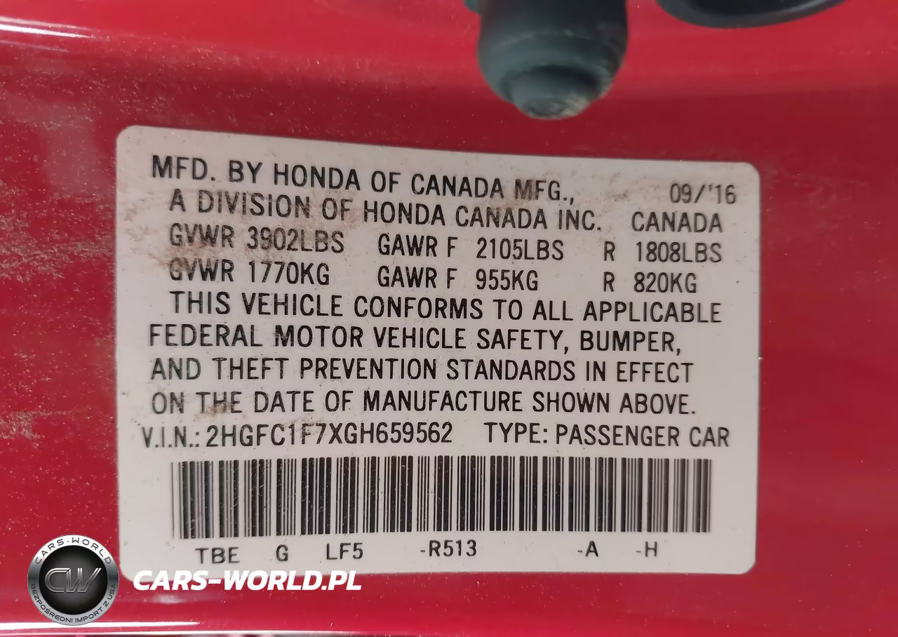 2016 Honda Civic Ex-L VIN:2HGFC1F7XGH659562 - 9