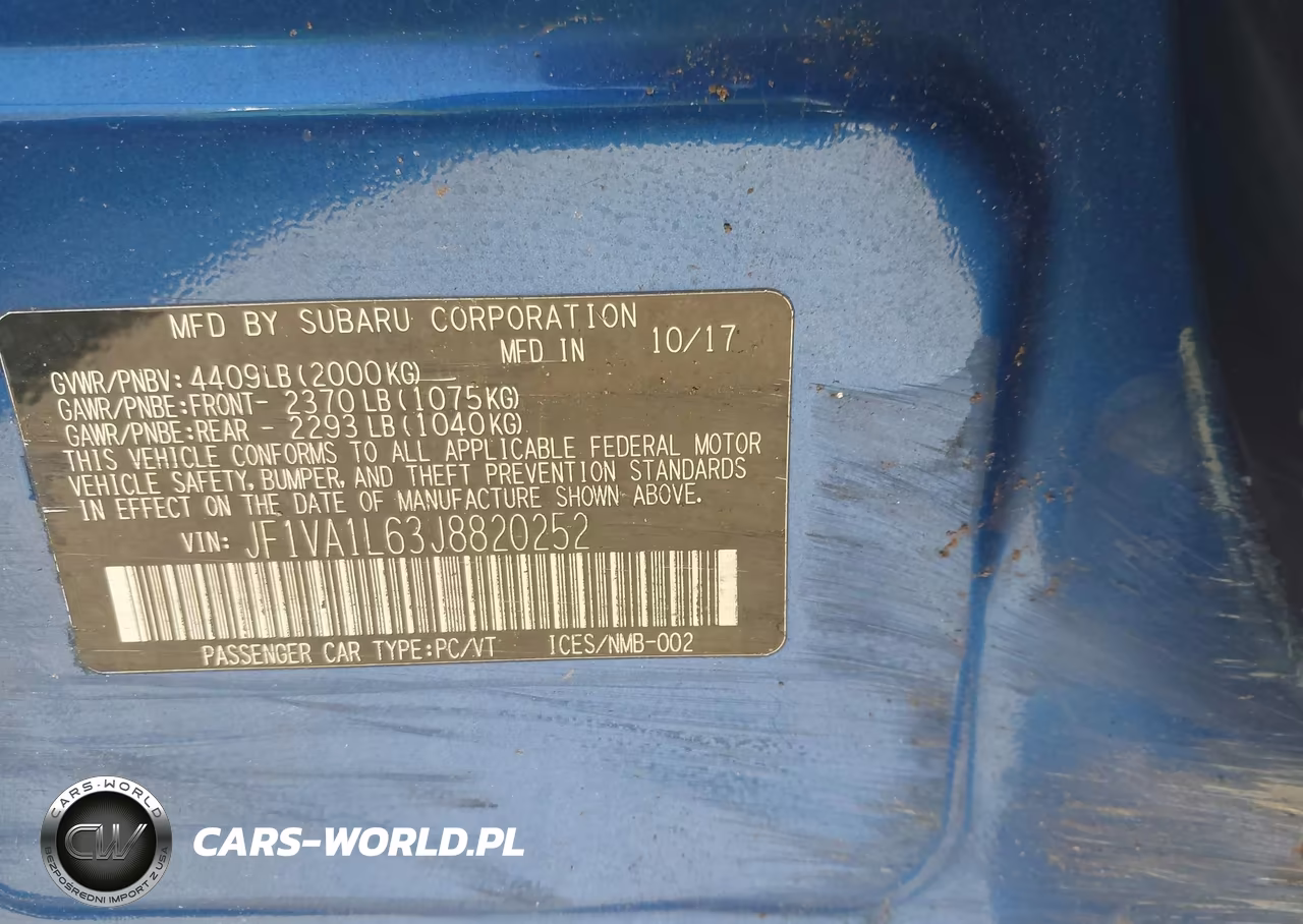 2018 Subaru Wrx Limited VIN:JF1VA1L63J8820252 - 9