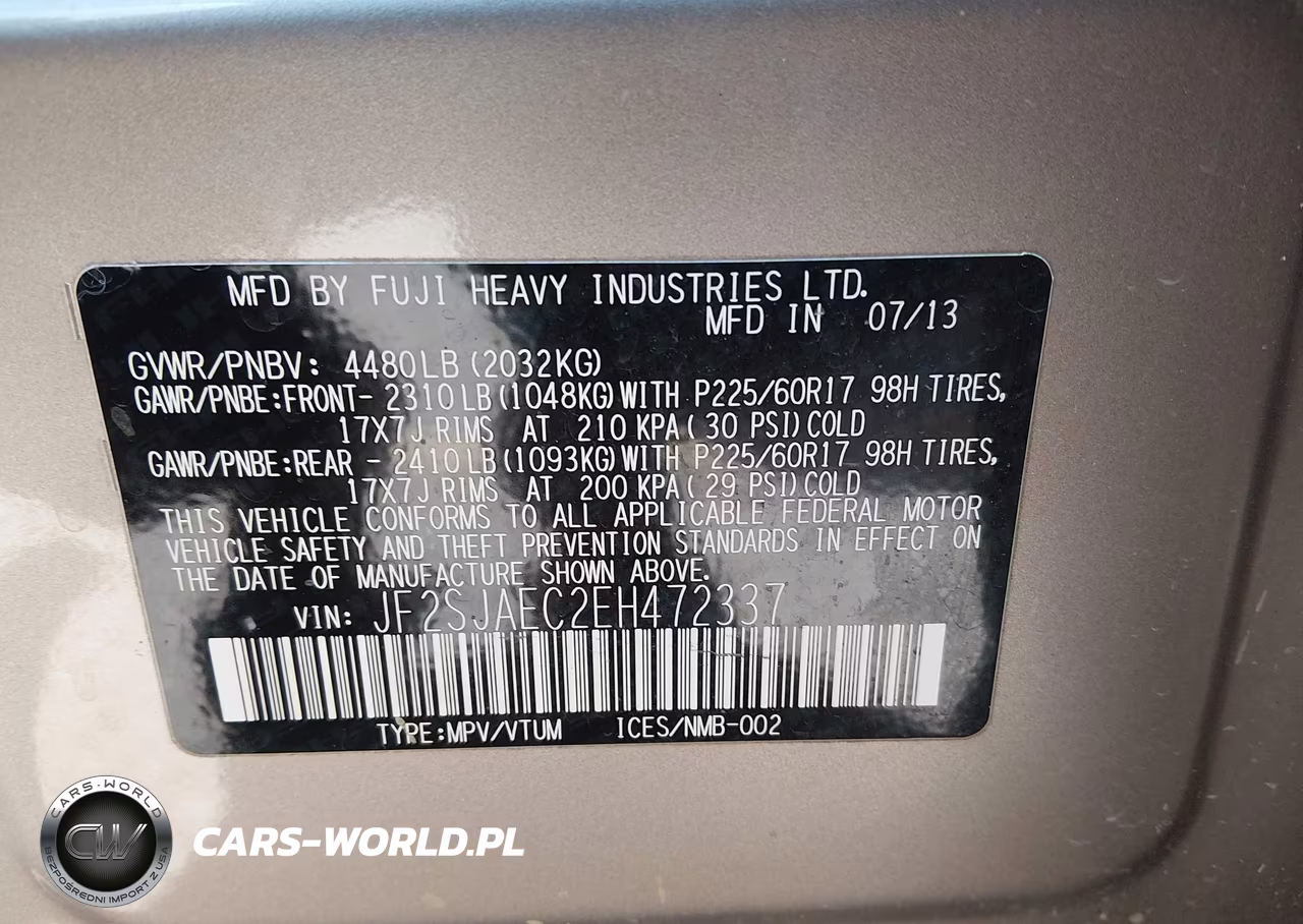 2014 Subaru Forester 2.5I Premium VIN:JF2SJAEC2EH472337 - 9