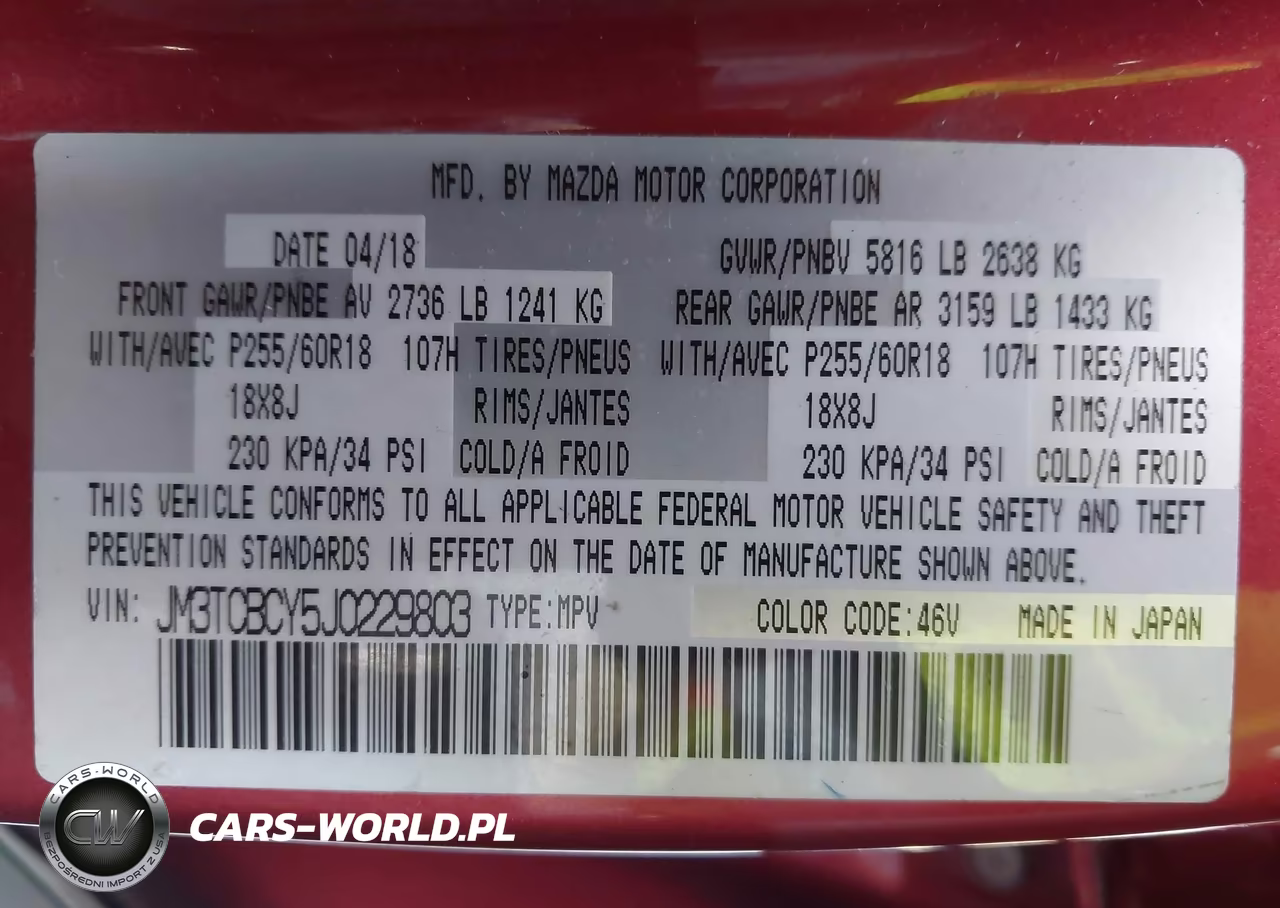 2018 Mazda Cx-9 Touring VIN:JM3TCBCY5J0229803 - 9