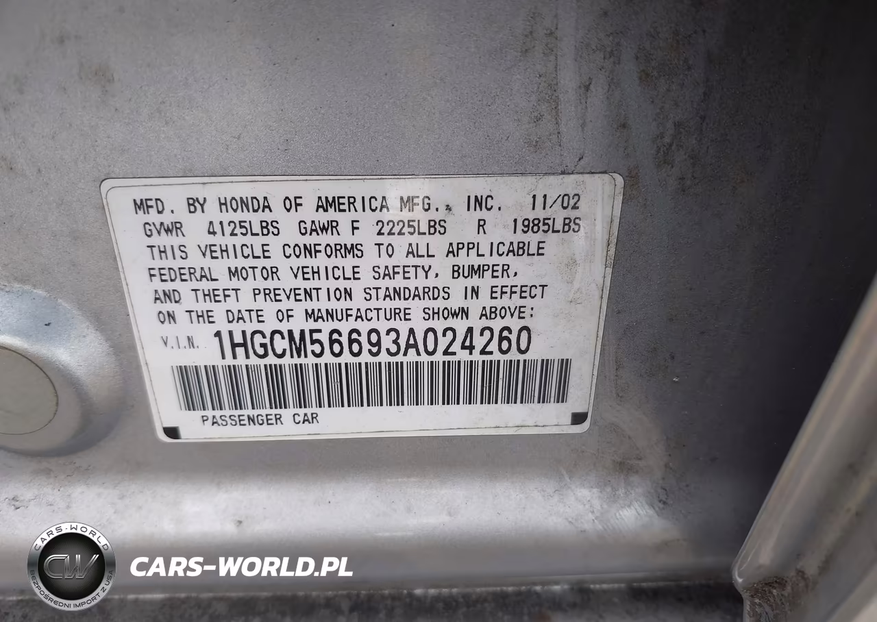 2003 Honda Accord 2.4 Ex VIN:1HGCM56693A024260 - 9