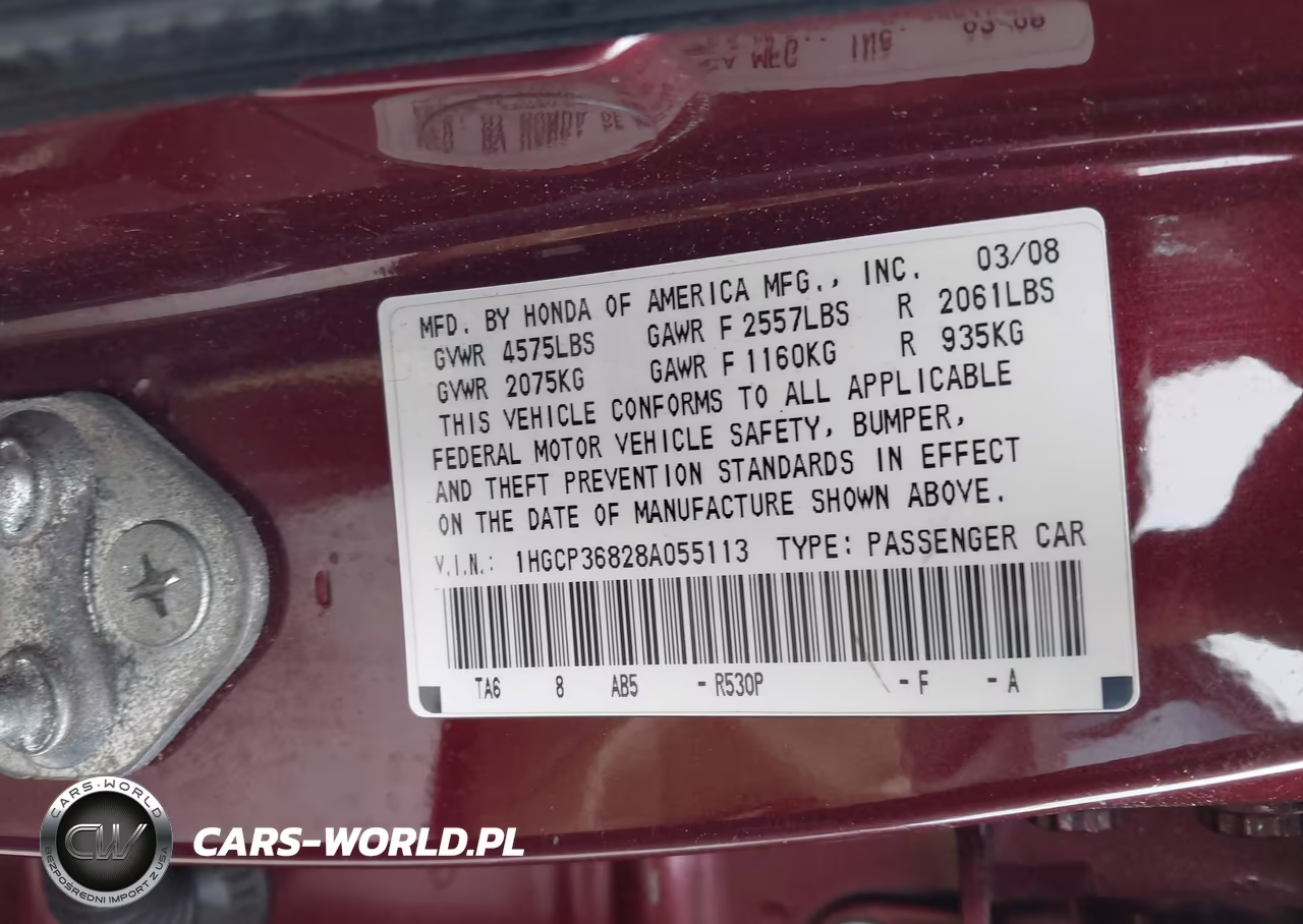 2008 Honda Accord 3.5 Ex-L VIN:1HGCP36828A055113 - 9