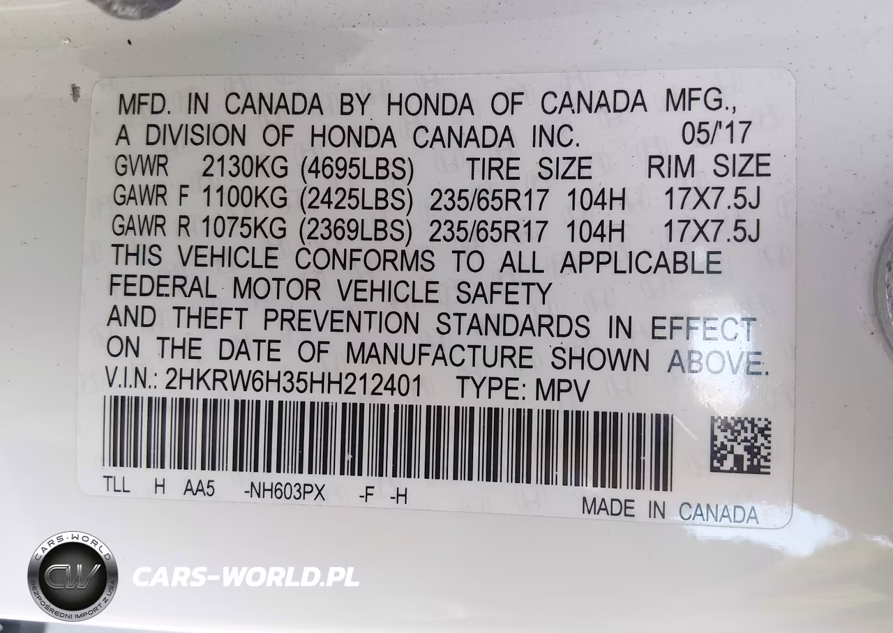 2017 Honda Cr-V Lx VIN:2HKRW6H35HH212401 - 9