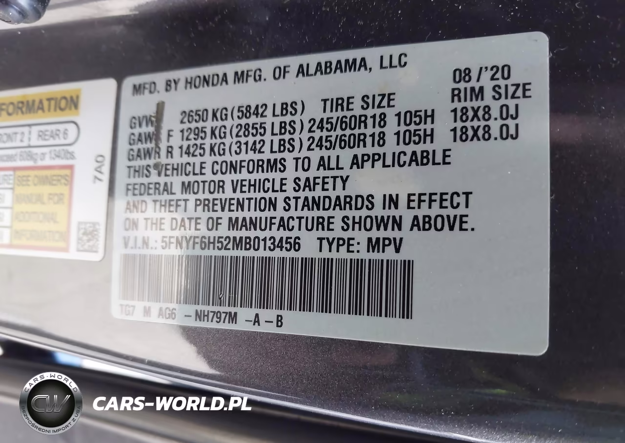 2021 Honda Pilot Awd Ex-L VIN:5FNYF6H52MB013456 - 9