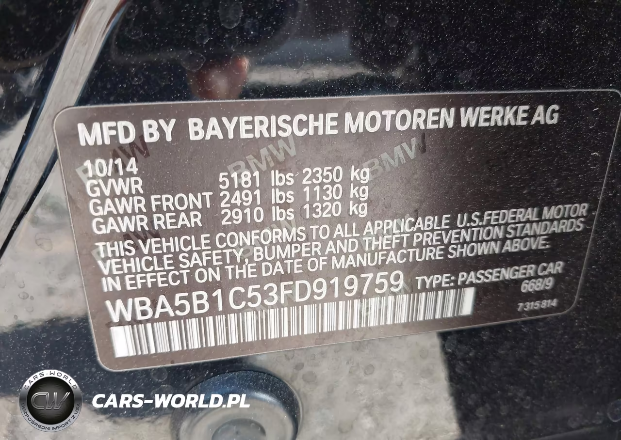 2015 BMW 535I VIN:WBA5B1C53FD919759 - 9