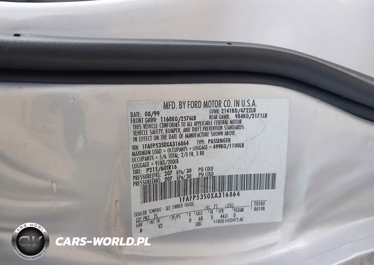 1999 Ford Taurus Se-Se-Ne VIN:1FAFP53S0XA316864 - 9