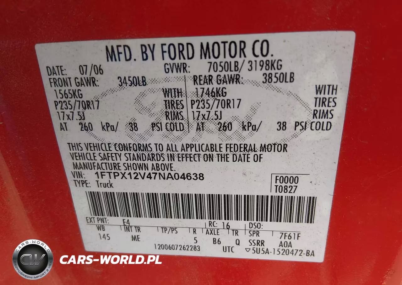 2007 Ford F-150 Lariat-Stx-Xl-Xlt VIN:1FTPX12V47NA04638 - 9