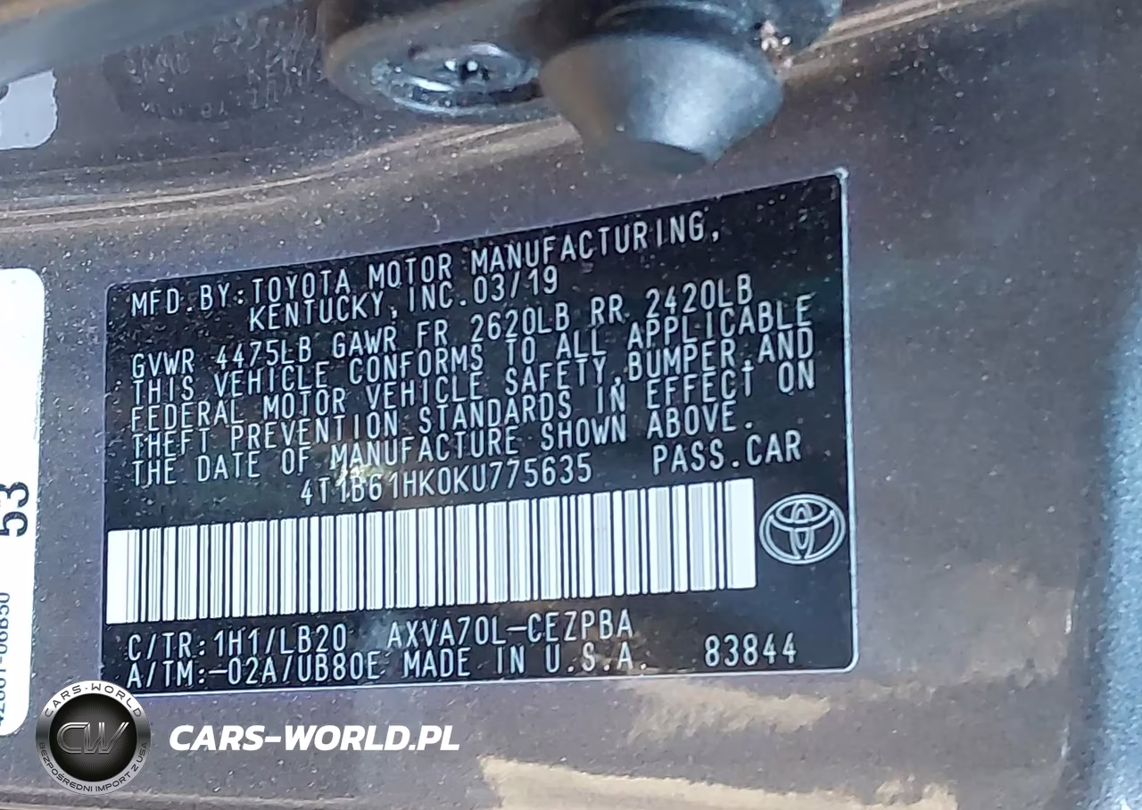 2019 Toyota Camry Xse VIN:4T1B61HK0KU775635 - 9