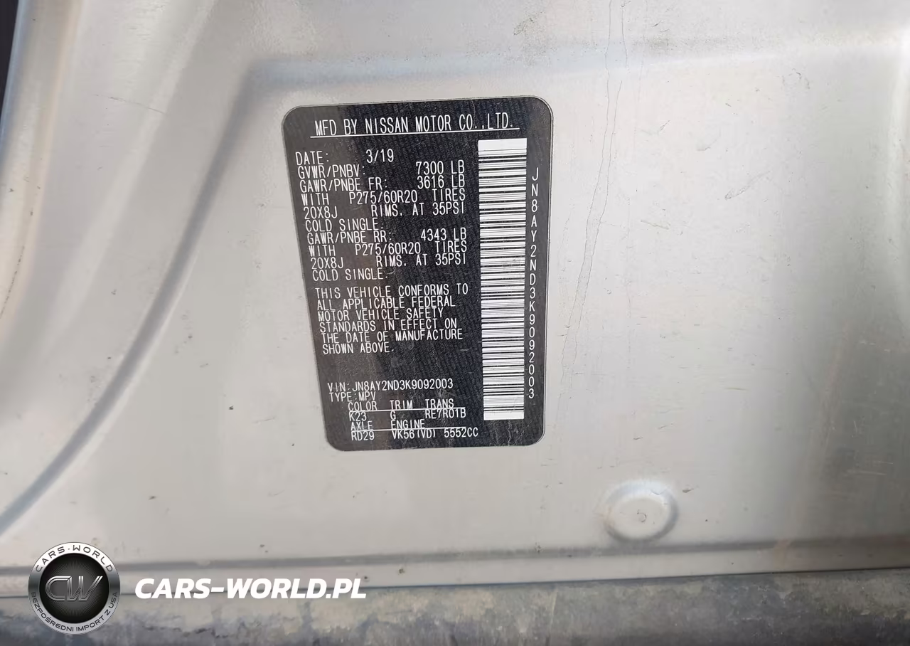 2019 Nissan Armada Platinum VIN:JN8AY2ND3K9092003 - 9