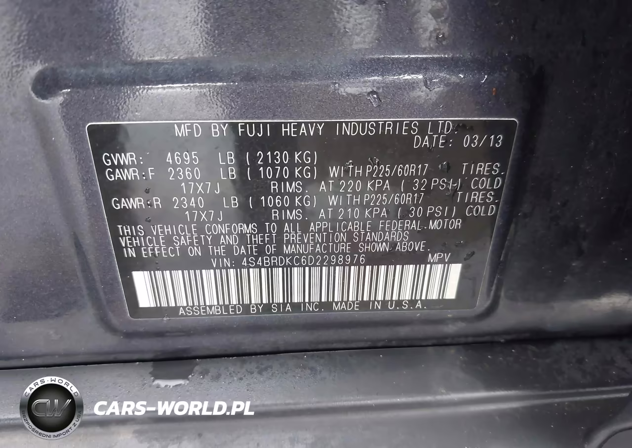 2013 Subaru Outback 3.6R Limited VIN:4S4BRDKC6D2298976 - 9