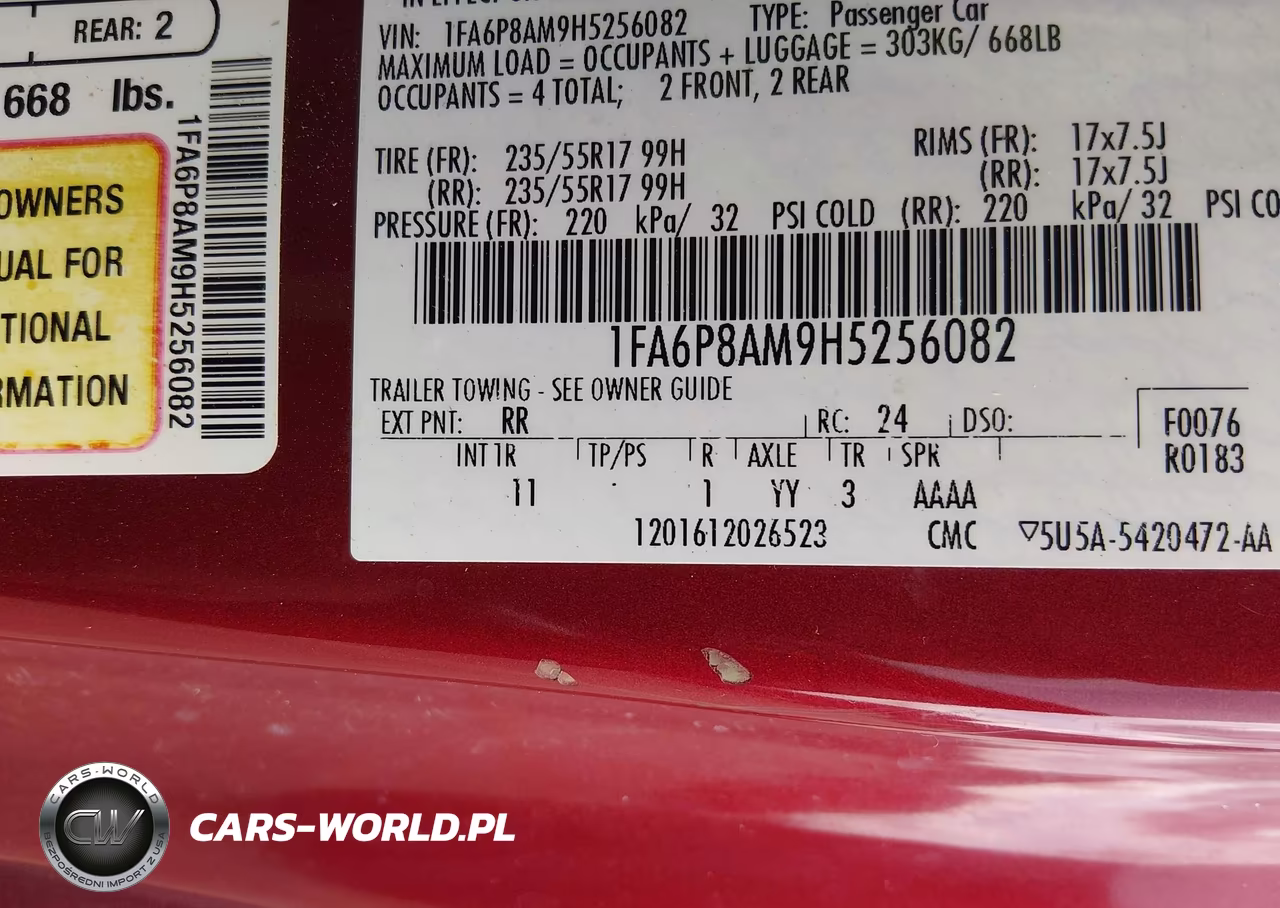 2017 Ford Mustang V6 VIN:1FA6P8AM9H5256082 - 9