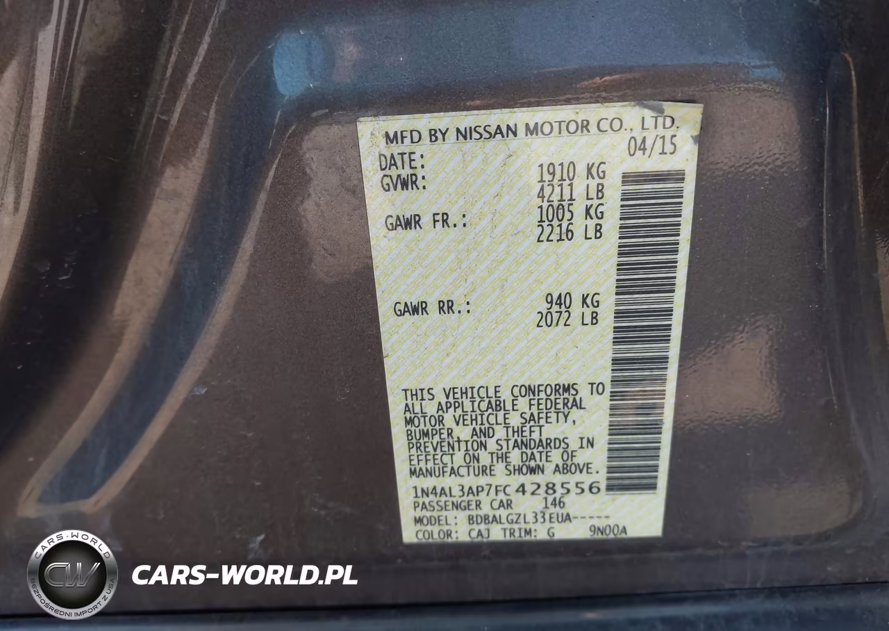 2015 Nissan Altima 2.5-2.5 S-2.5 Sl-2.5 Sv VIN:1N4AL3AP7FC428556 - 9