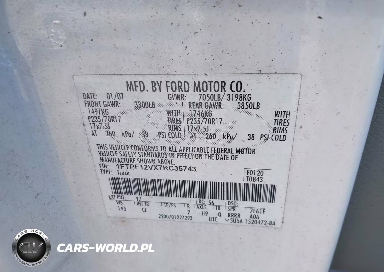 2007 Ford F-150 Xl-Xlt VIN:1FTPF12VX7KC35743 - 9