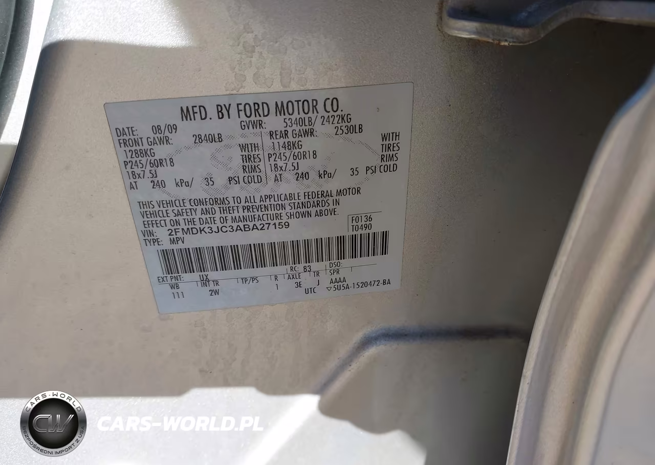 2010 Ford Edge Sel VIN:2FMDK3JC3ABA27159 - 9