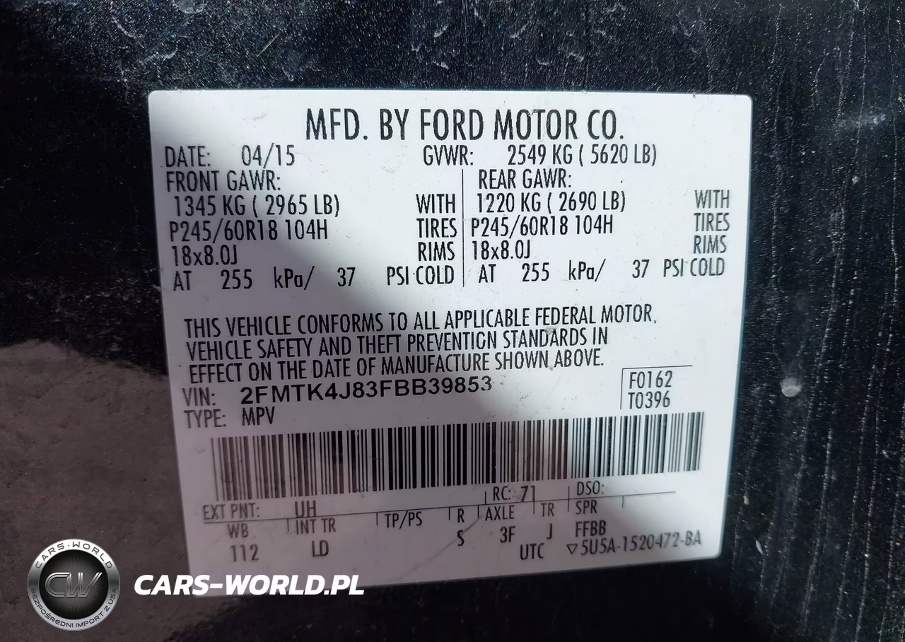 2015 Ford Edge Sel VIN:2FMTK4J83FBB39853 - 9