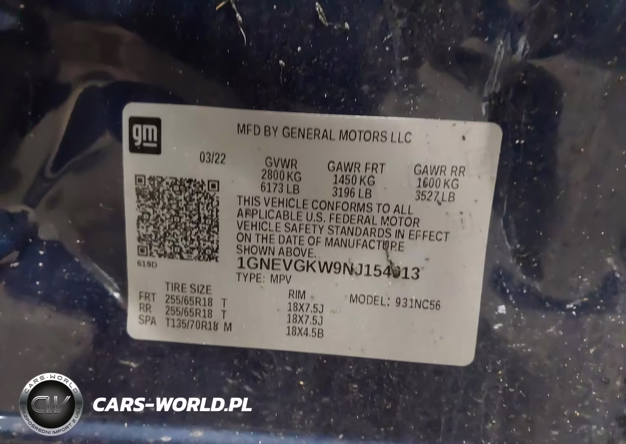 2022 Chevrolet Traverse Awd Lt Cloth VIN:1GNEVGKW9NJ154913 - 9