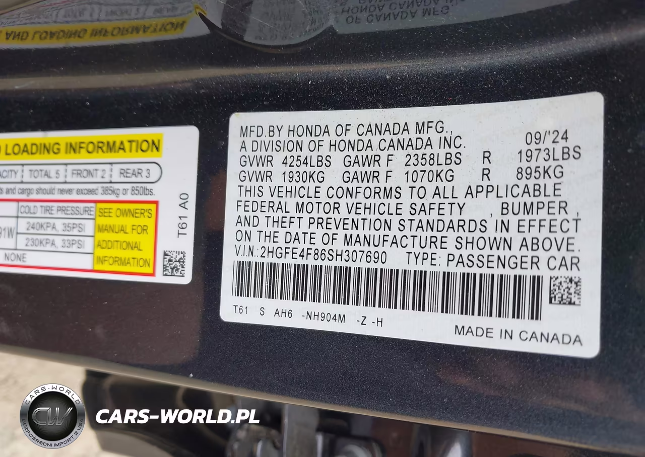 2025 Honda Civic Hybrid Sport-Sport Touring VIN:2HGFE4F86SH307690 - 9
