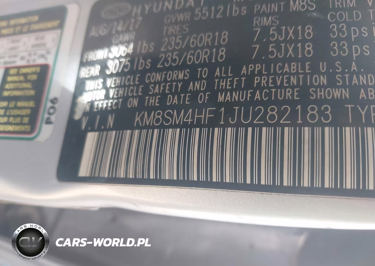 2018 Hyundai Santa Fe Se VIN:KM8SM4HF1JU282183 - 9