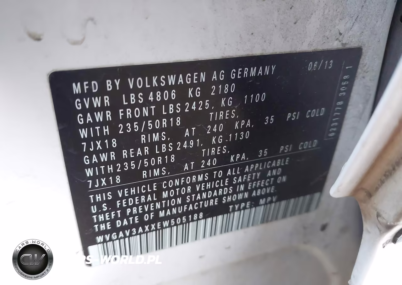 2014 Volkswagen Tiguan Se VIN:WVGAV3AXXEW505188 - 9
