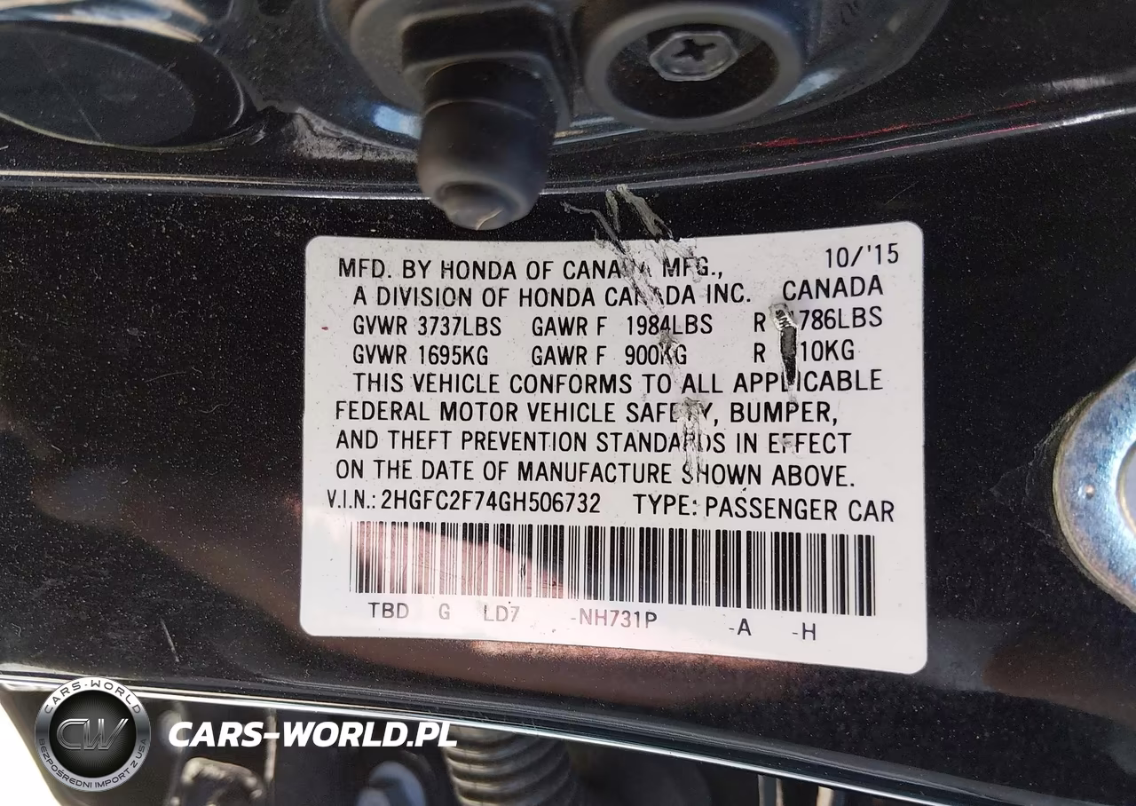 2016 Honda Civic Ex VIN:2HGFC2F74GH506732 - 9