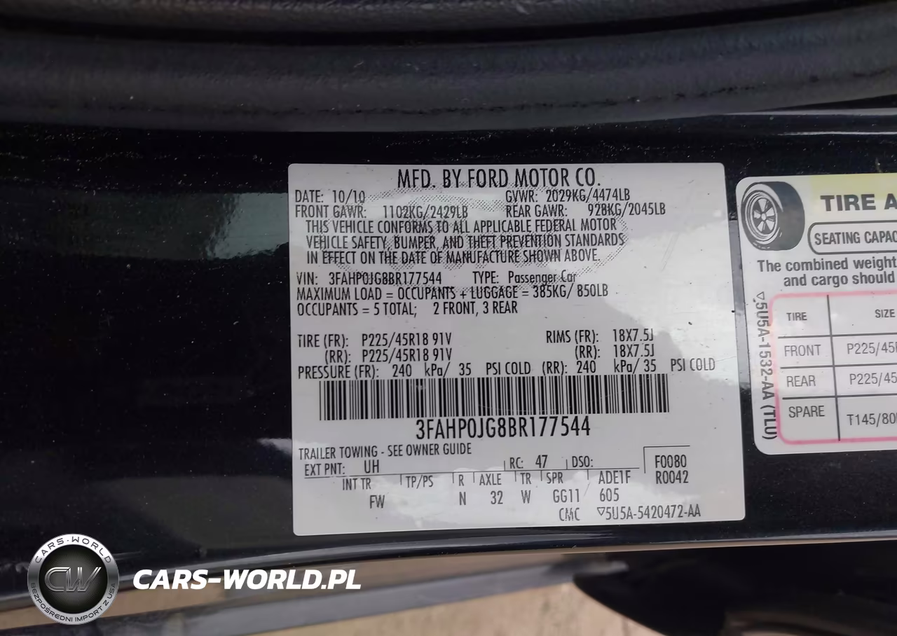 2011 Ford Fusion Sel VIN:3FAHP0JG8BR177544 - 9