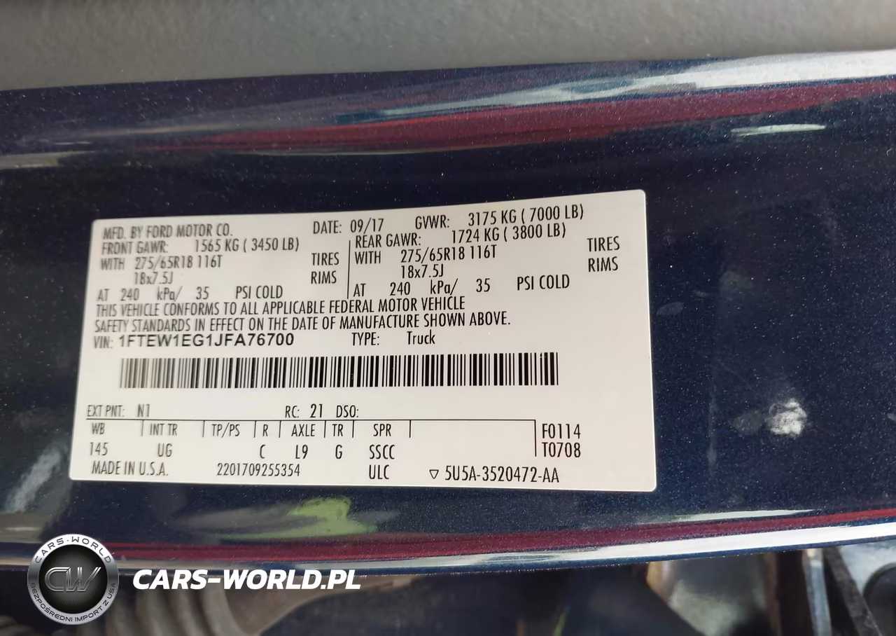 2018 Ford F-150 Xlt VIN:1FTEW1EG1JFA76700 - 9