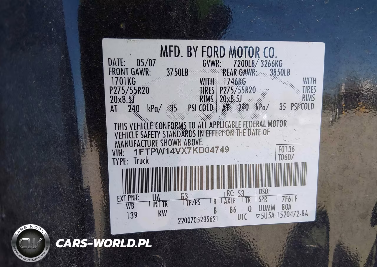2007 Ford F-150 Fx4-Lariat-Xlt VIN:1FTPW14VX7KD04749 - 9