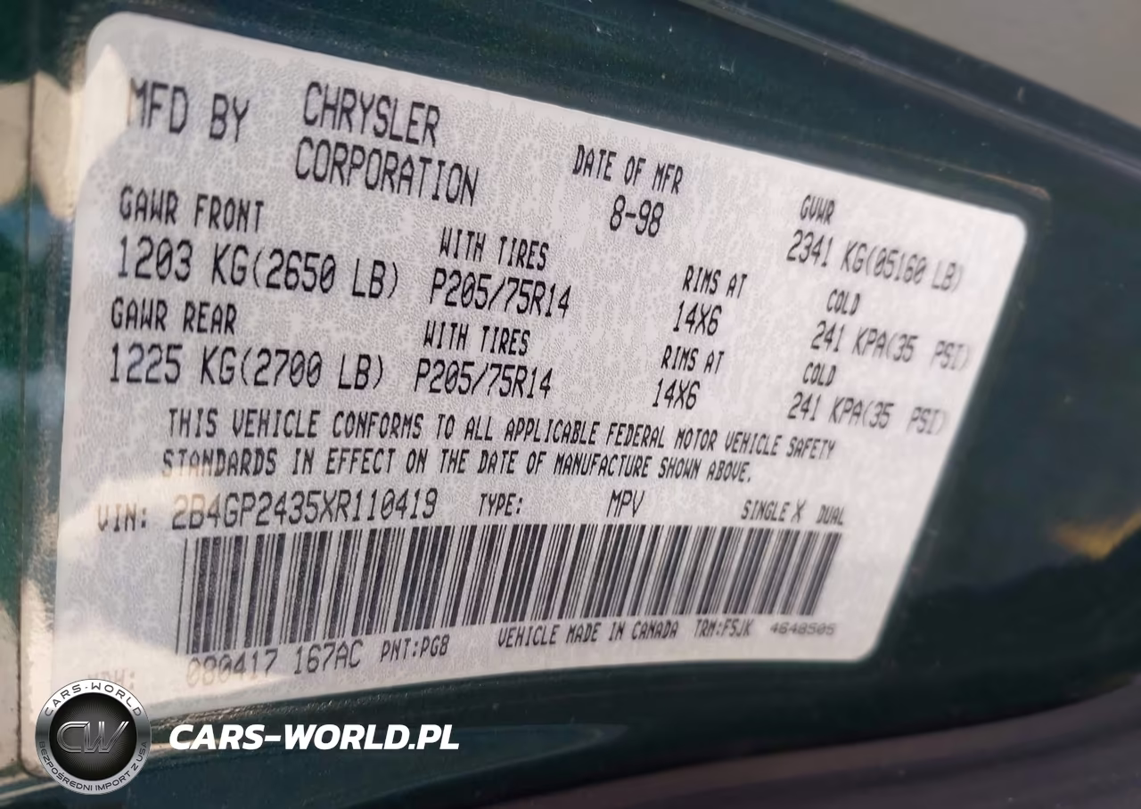 1999 Dodge Grand Caravan VIN:2B4GP2435XR110419 - 9