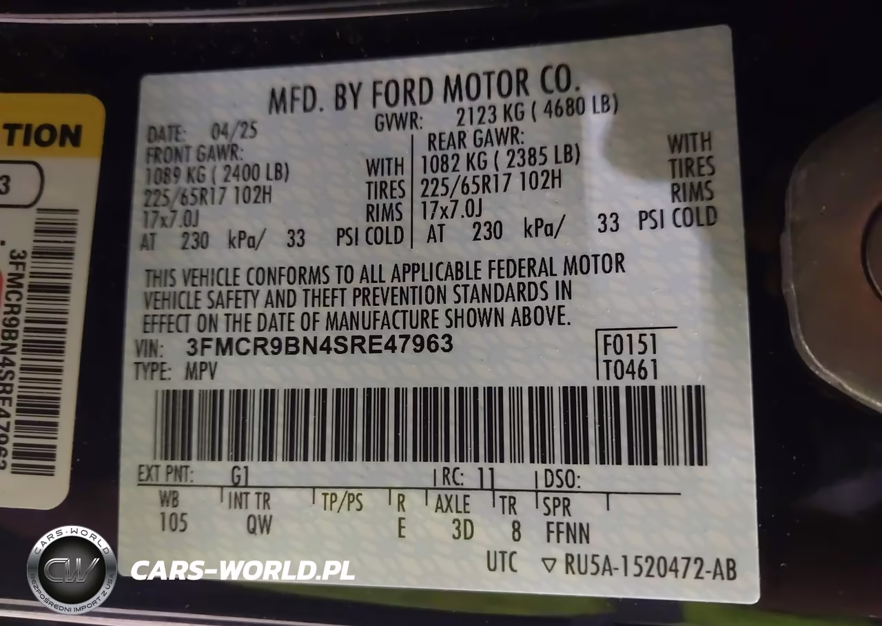 2025 Ford Bronco Sport Big Bend VIN:3FMCR9BN4SRE47963 - 9