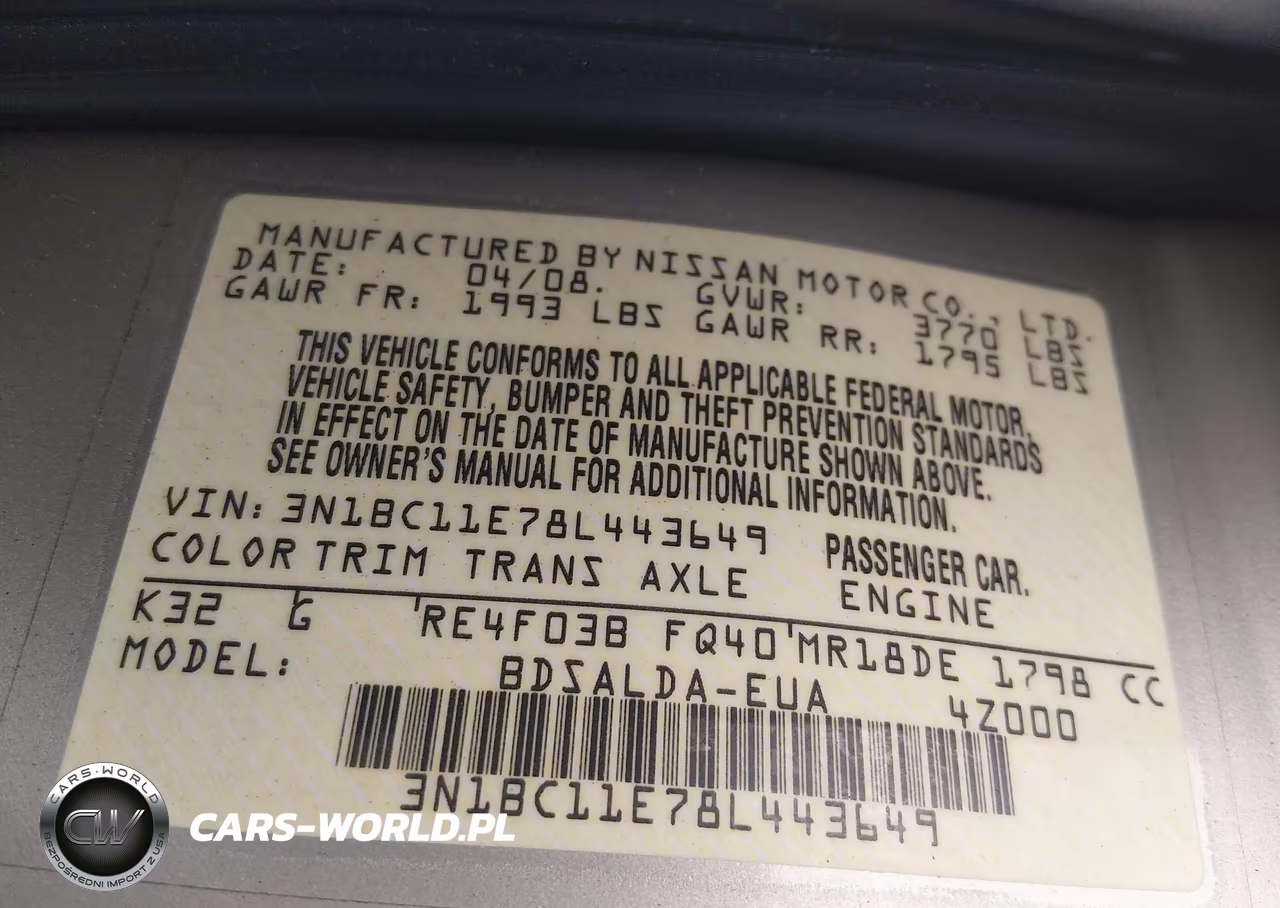 2008 Nissan Versa 1.8S VIN:3N1BC11E78L443649 - 9