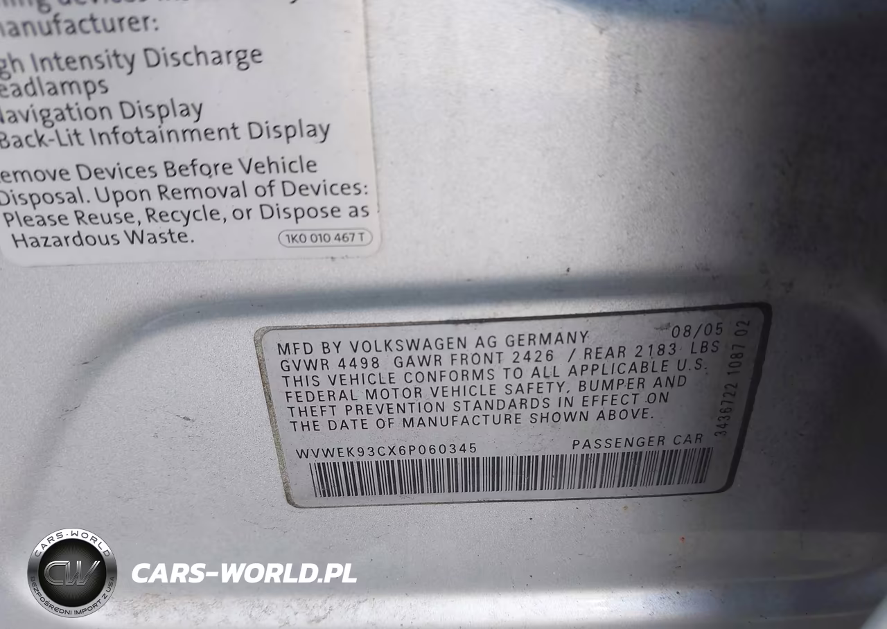 2006 Volkswagen Passat 2.0T VIN:WVWEK93CX6P060345 - 9