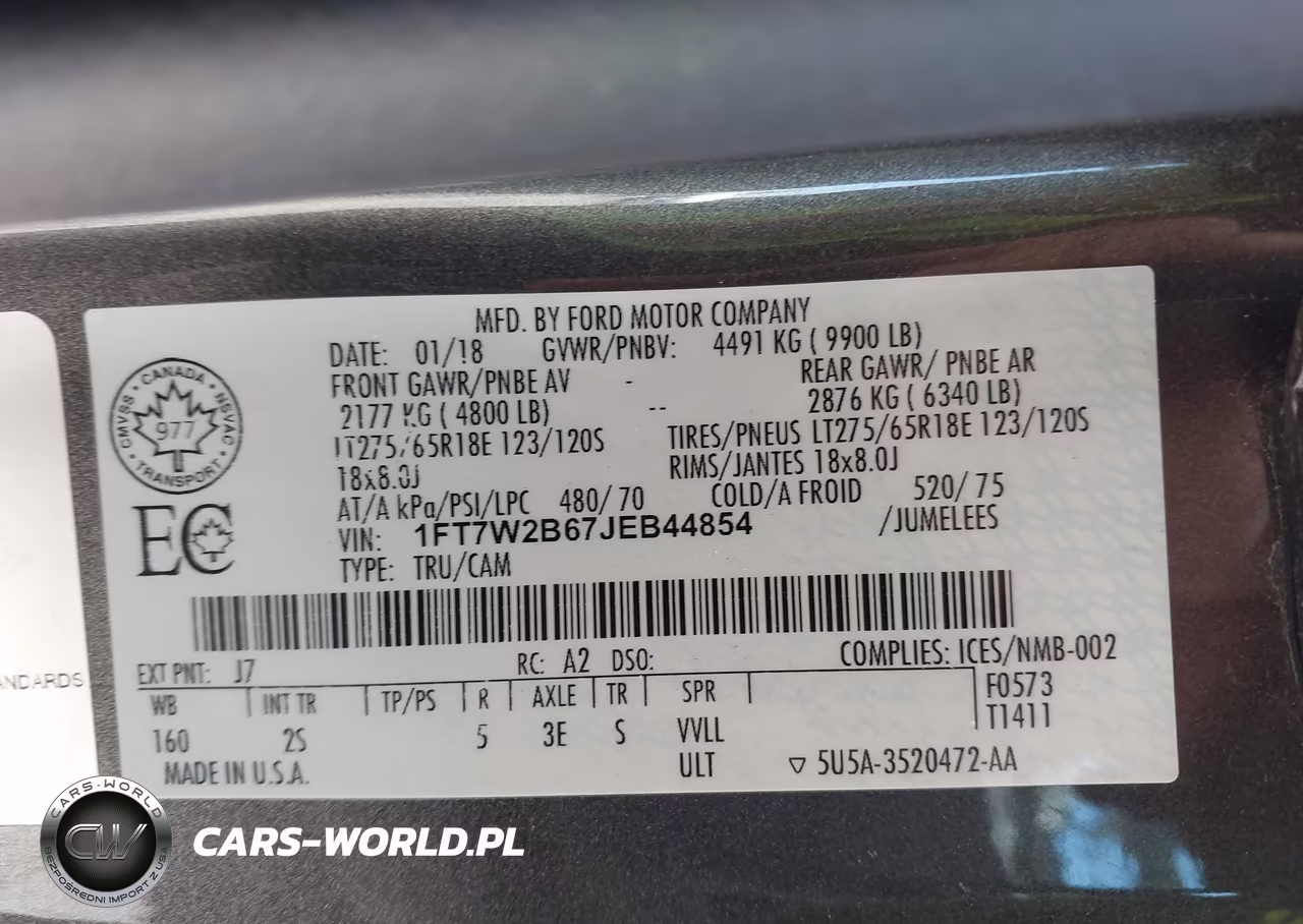 2018 Ford F-250 Xlt VIN:1FT7W2B67JEB44854 - 9