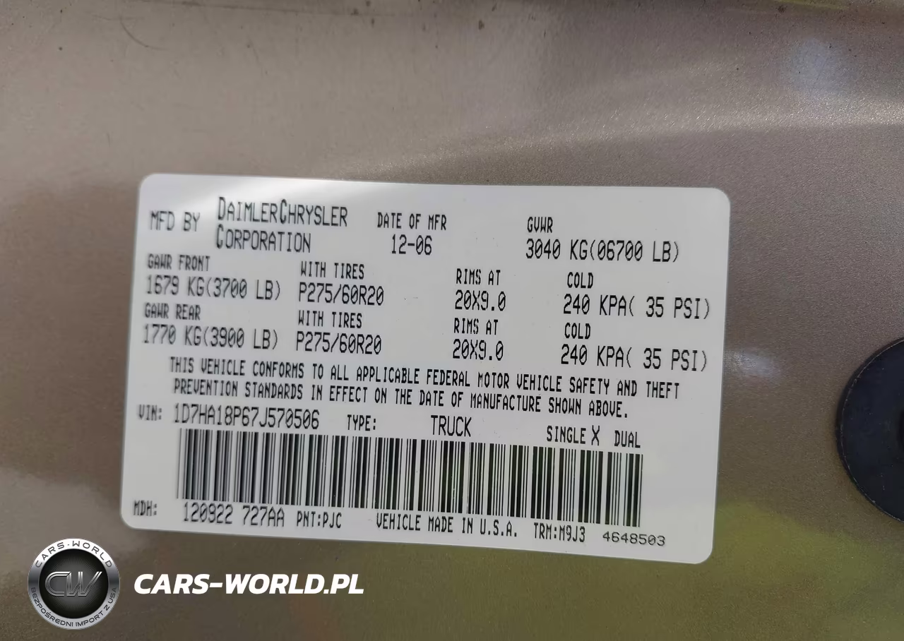 2007 Dodge Ram 1500 Slt VIN:1D7HA18P67J570506 - 9