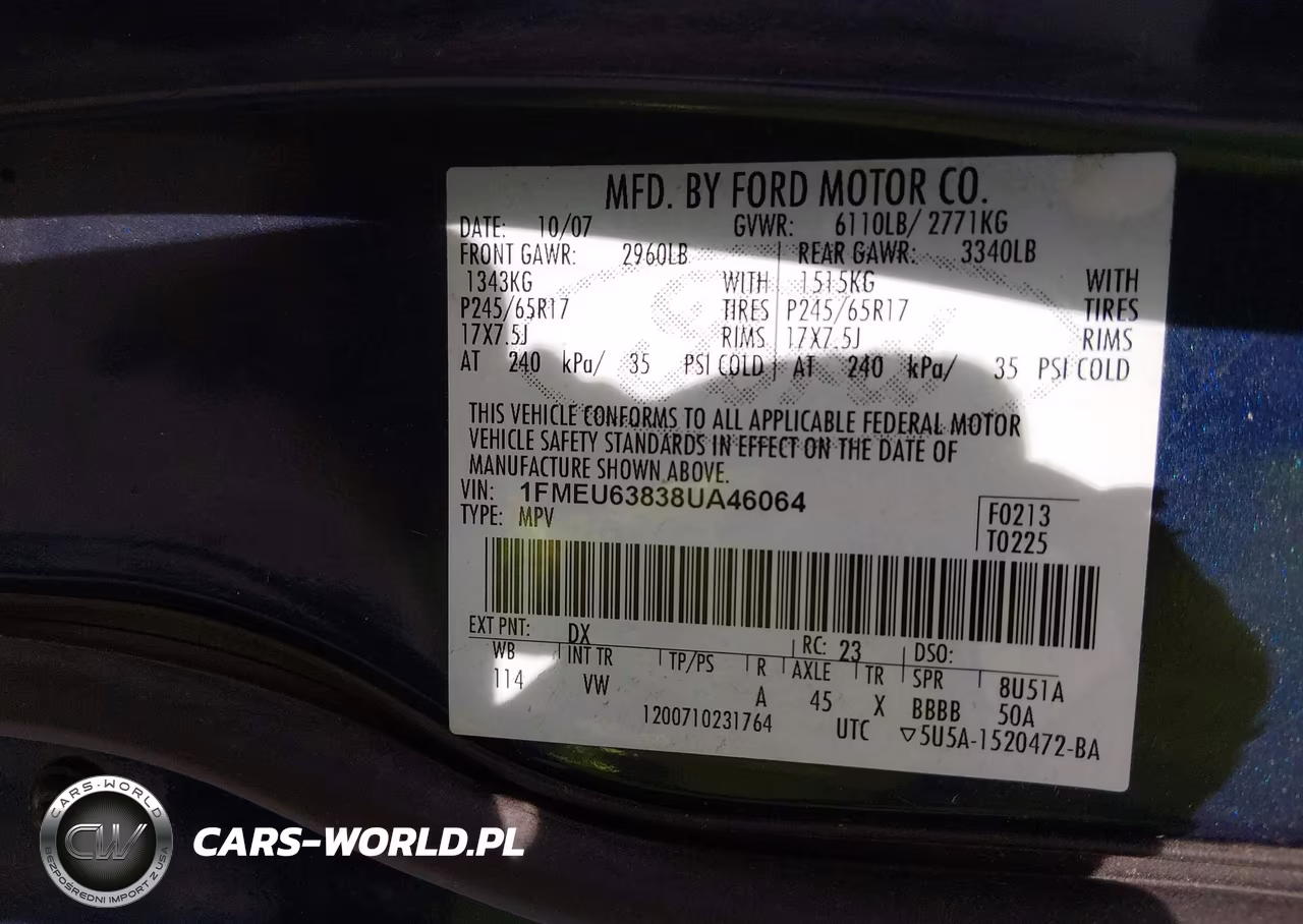 2008 Ford Explorer Xlt VIN:1FMEU63838UA46064 - 9