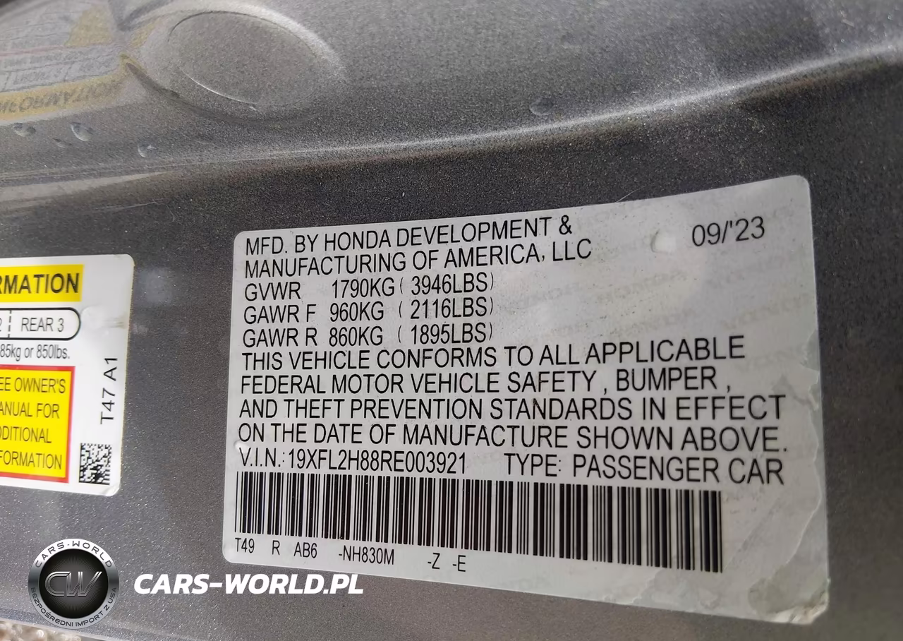 2024 Honda Civic Sport VIN:19XFL2H88RE003921 - 9